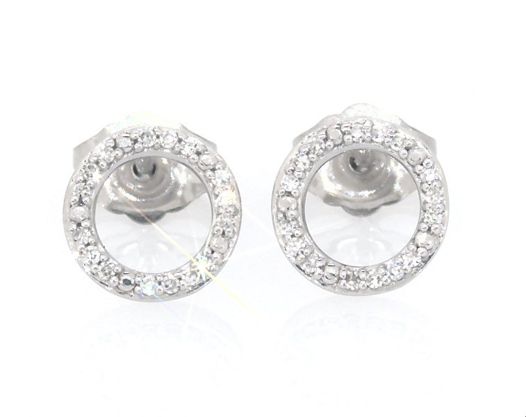 Diamond Circle Stud Earrings 1 15 Ct Tw Round 10k White Gold