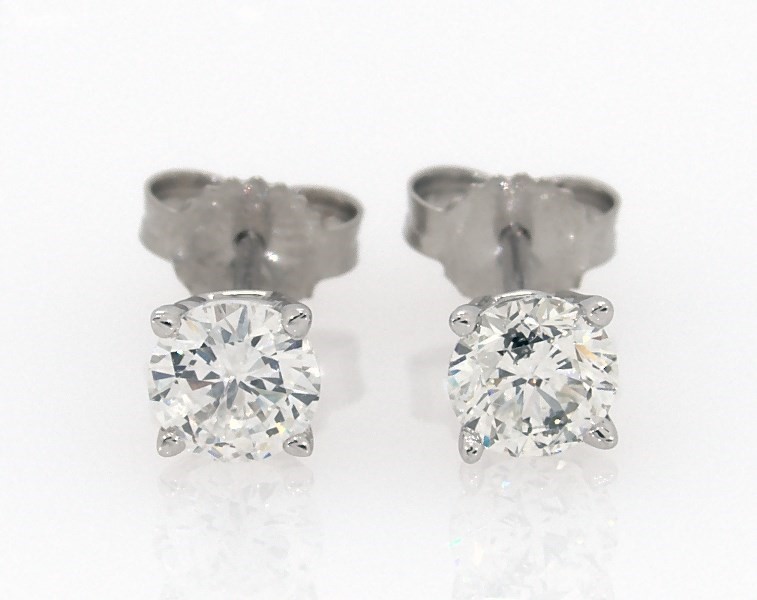 Diamond Earrings 3 4 Ct Tw Round Cut 14k White Gold Diamond Stud